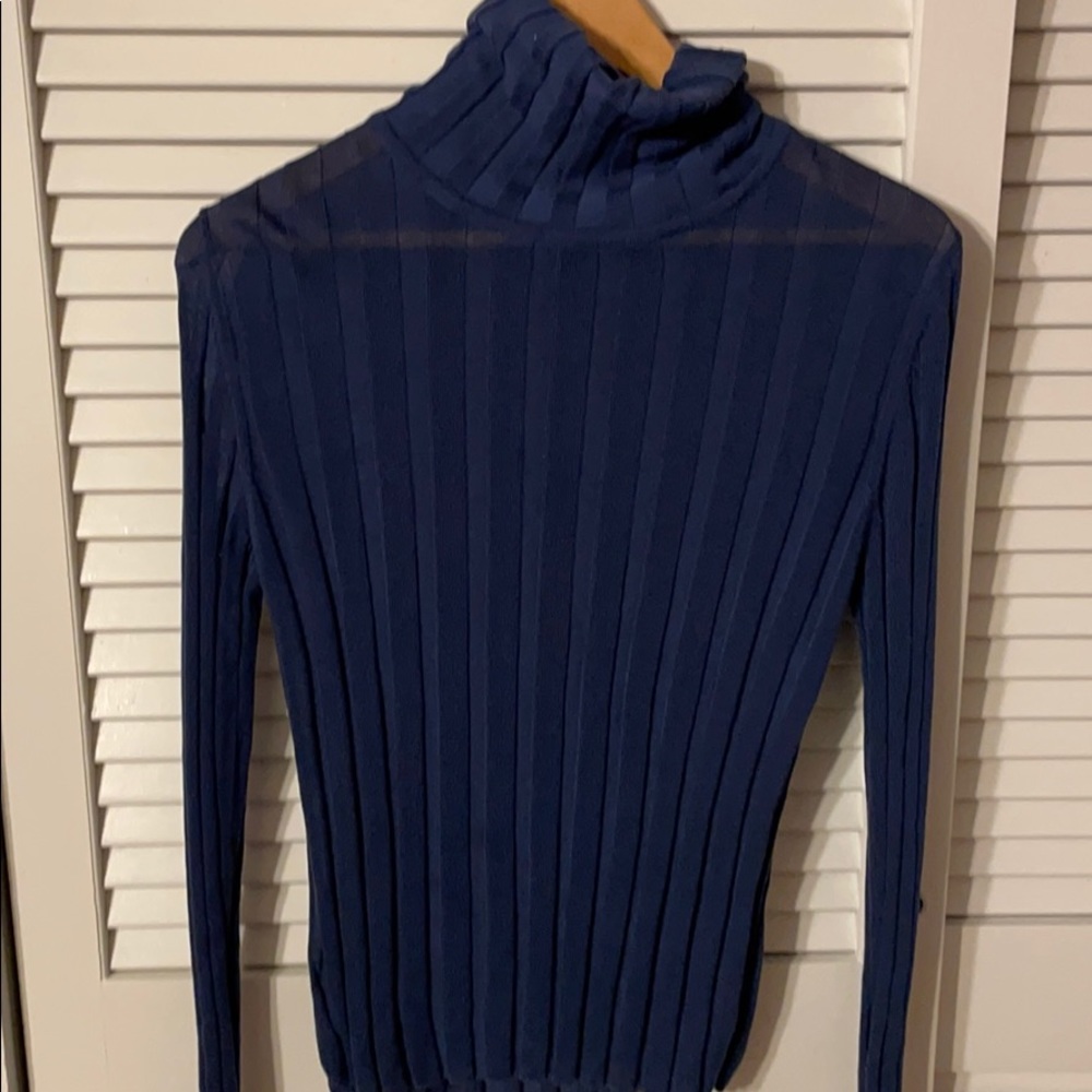 Blue turtle neck